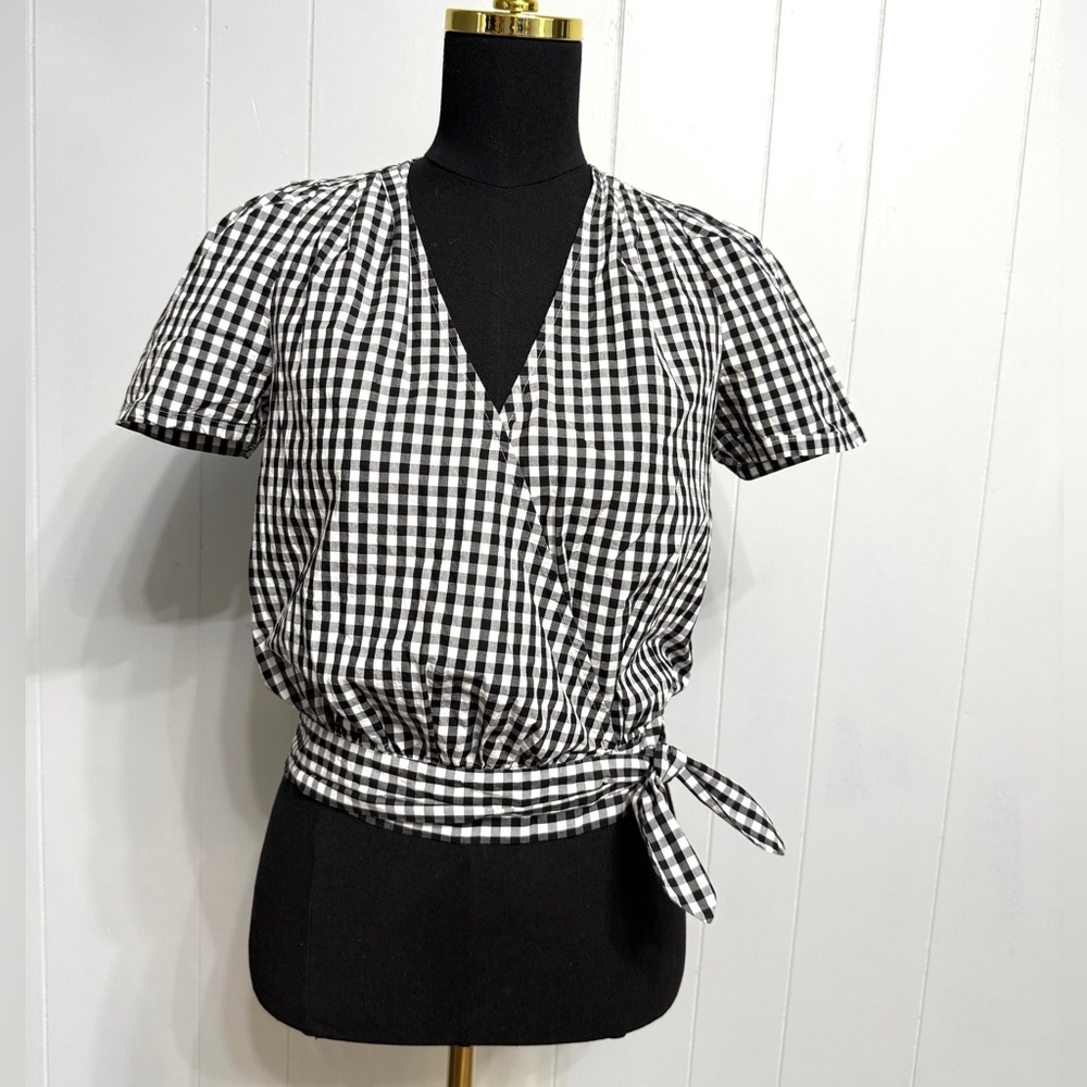 Madewell Checkered Wrap Top